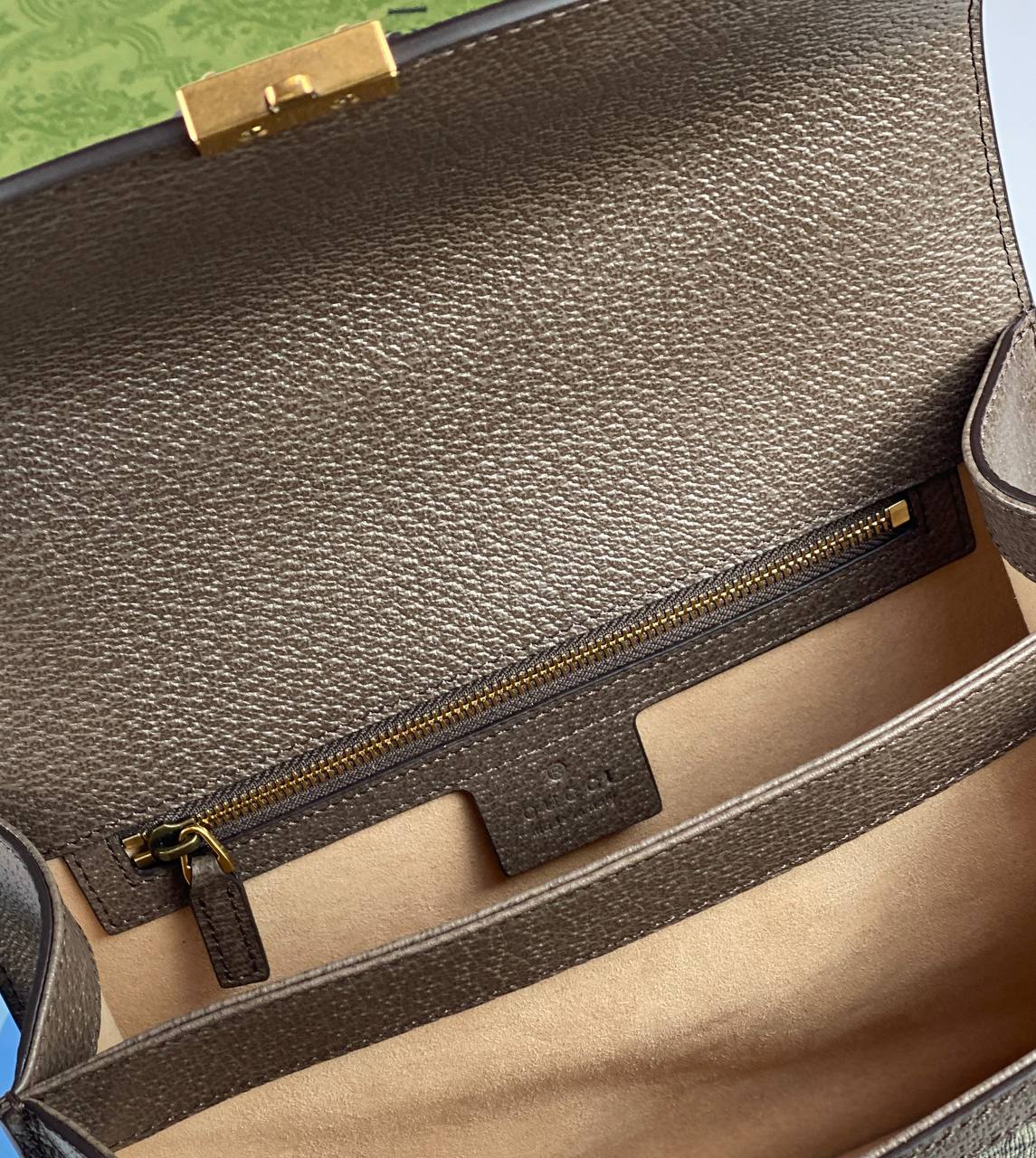 Gucci Ophidia small top handle bag Beige and ebony GG Supreme canvas