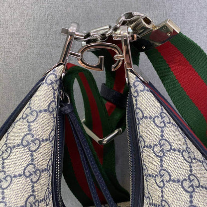Gucci Attache small shoulder bag Beige and blue GG Supreme canvas