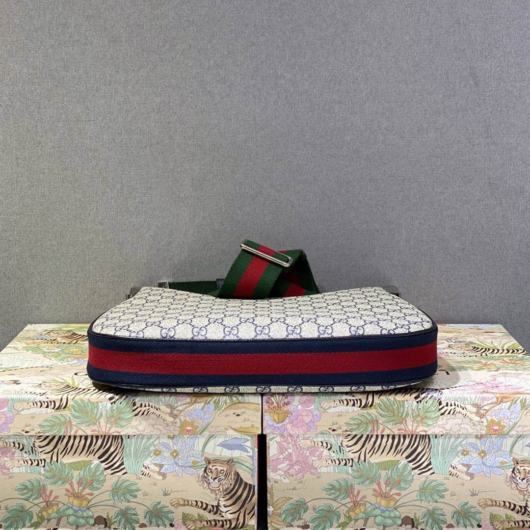 Gucci Attache small shoulder bag Beige and blue GG Supreme canvas