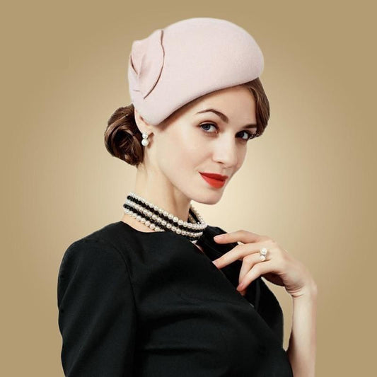 Pink Wool Felt Vintage Cocktail Fashion Pillbox Hat