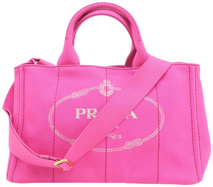 Prada Canapa Shopping Fuchsia Canvas Tote