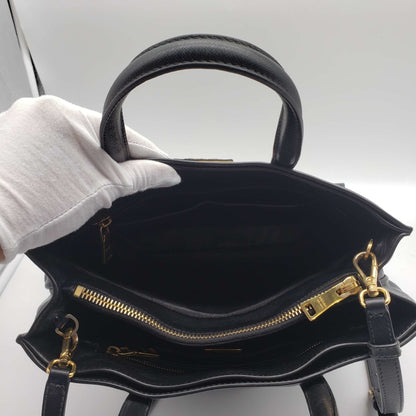 Prada Saffiano Triple Pocket Nero Black Shoulder Bag