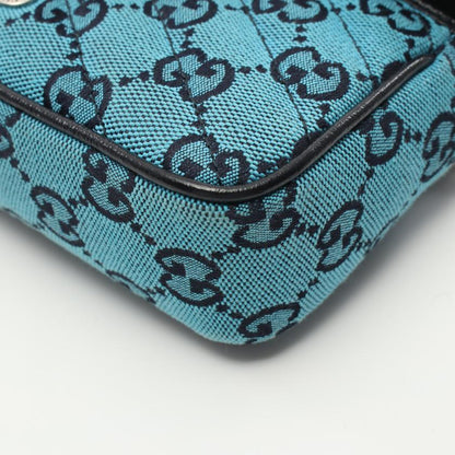 Gucci GG Marmont Super Mini Bag Chain Shoulder Bag Canvas Leather Blue Black 864708