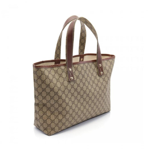 Gucci GG Supreme Sherry Line Handbag Tote Bag Pvc Leather Beige Brown Multicolor 880200