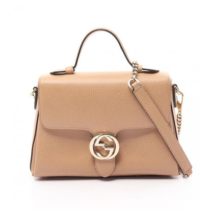 Gucci Interlocking G Handbag Leather Beige 2way 880584