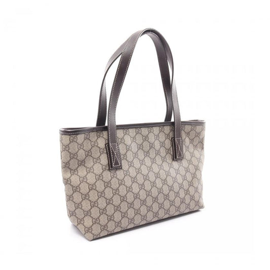 Gucci GG Supreme Shoulder Bag Tote Bag PVC Leather Beige Dark Brown 881530