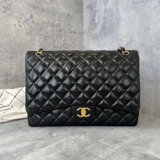Chanel CF Maxi Lambskin Leather Black Bag