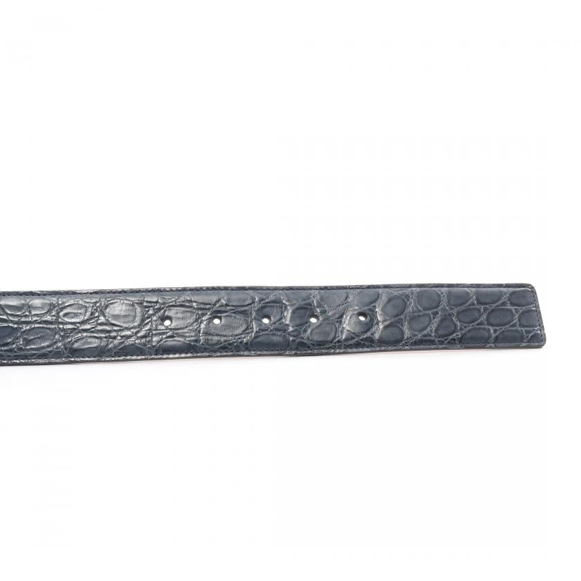 Gucci Interlocking G Belt Leather Navy Croc Embossed 885063