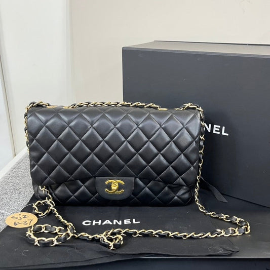 Chanel CF Jumbo Single Flap Lambskin Leather Serial No.12 with Dustbag&Box