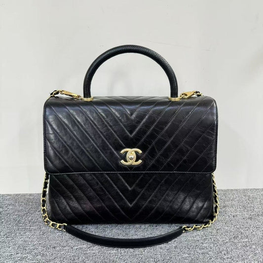 Chanel Chevron Black Handle Bag