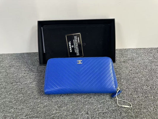 Chanel Classic Blue Wallet - , Full Set with Card