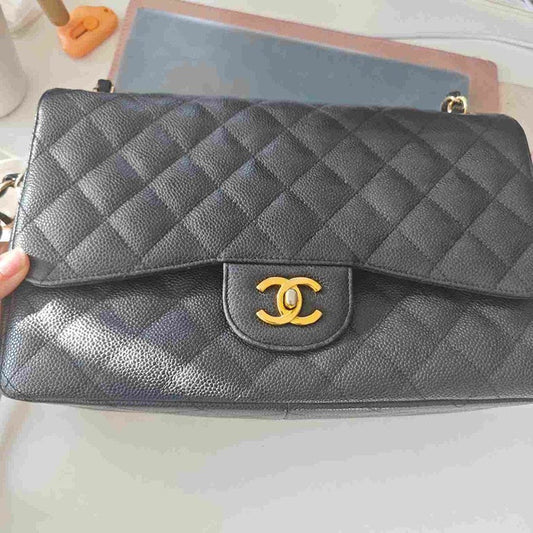 Chanel CF Jumbo Bag Black Quilted Leather Shoulder Bag