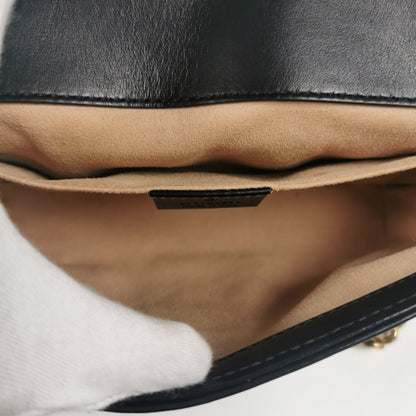 Gucci GG Marmont Mini Black Matelassé Leather Gold