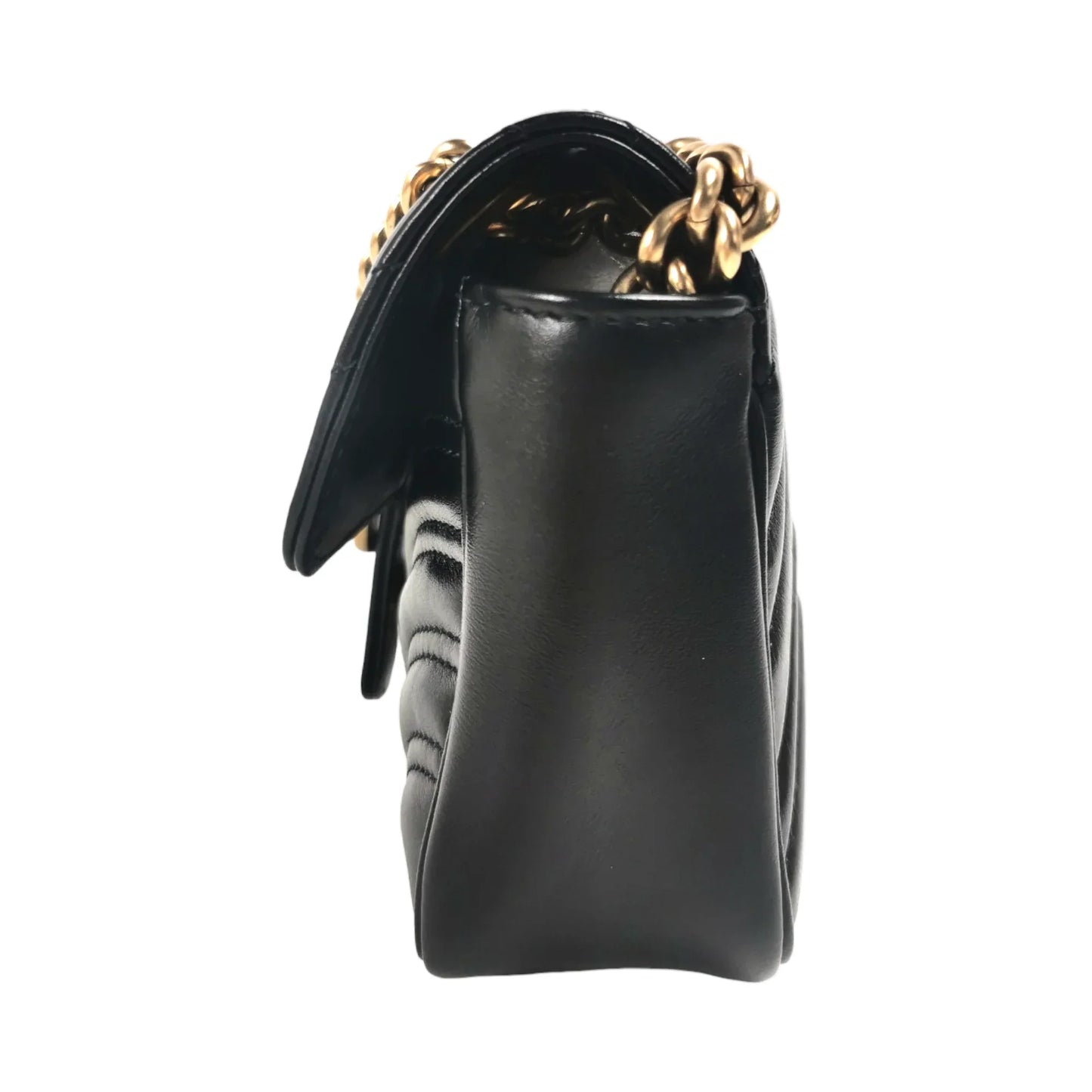 Gucci GG Marmont Mini Black Matelassé Leather Gold