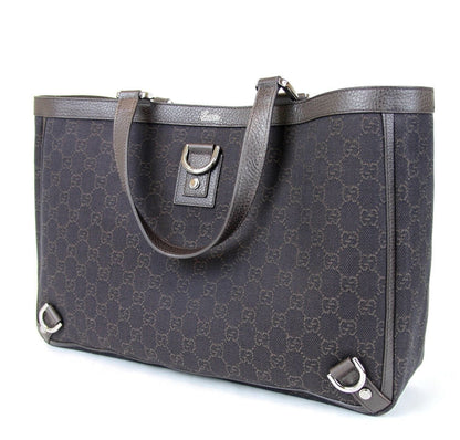 New Gucci 293580 Brown Denim D Ring Abbey Tote Bag Handbag
