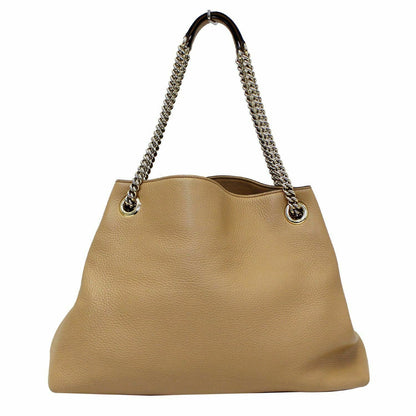 GUCCI Soho Pebbled Leather Chain Shoulder Bag 308982 Beige