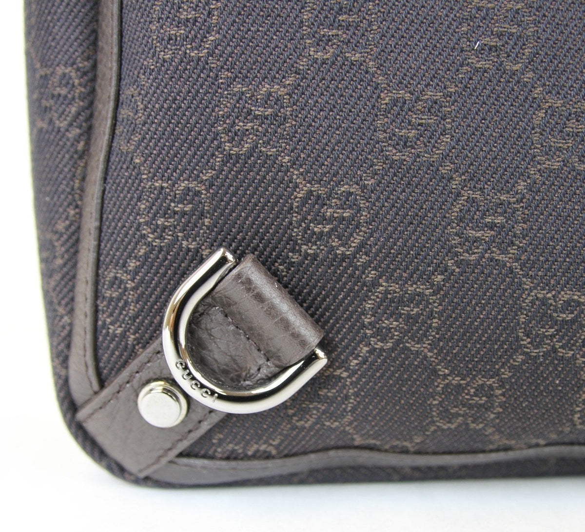 New Gucci 293580 Brown Denim D Ring Abbey Tote Bag Handbag