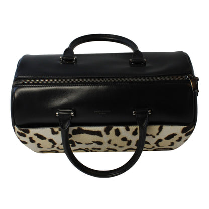 Saint Laurent 12 Hour Calfskin Leather Pony Hair Duffle Bag 533480