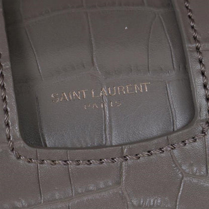 Saint Laurent Charlotte Crocodile Embossed Leather Grey Bag 486638