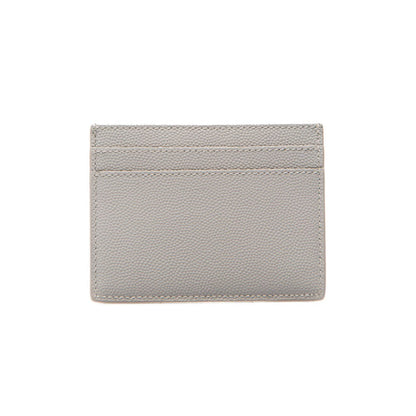 Saint Laurent Grey Grain de Poudre Leather Credit Card Case 375946