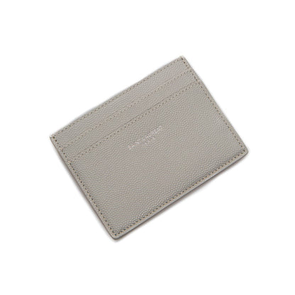 Saint Laurent Grey Grain de Poudre Leather Credit Card Case 375946