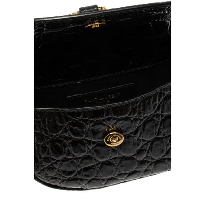 Saint Laurent Kaia Black Leather Croc Embossed Mini Belt Bag 634922