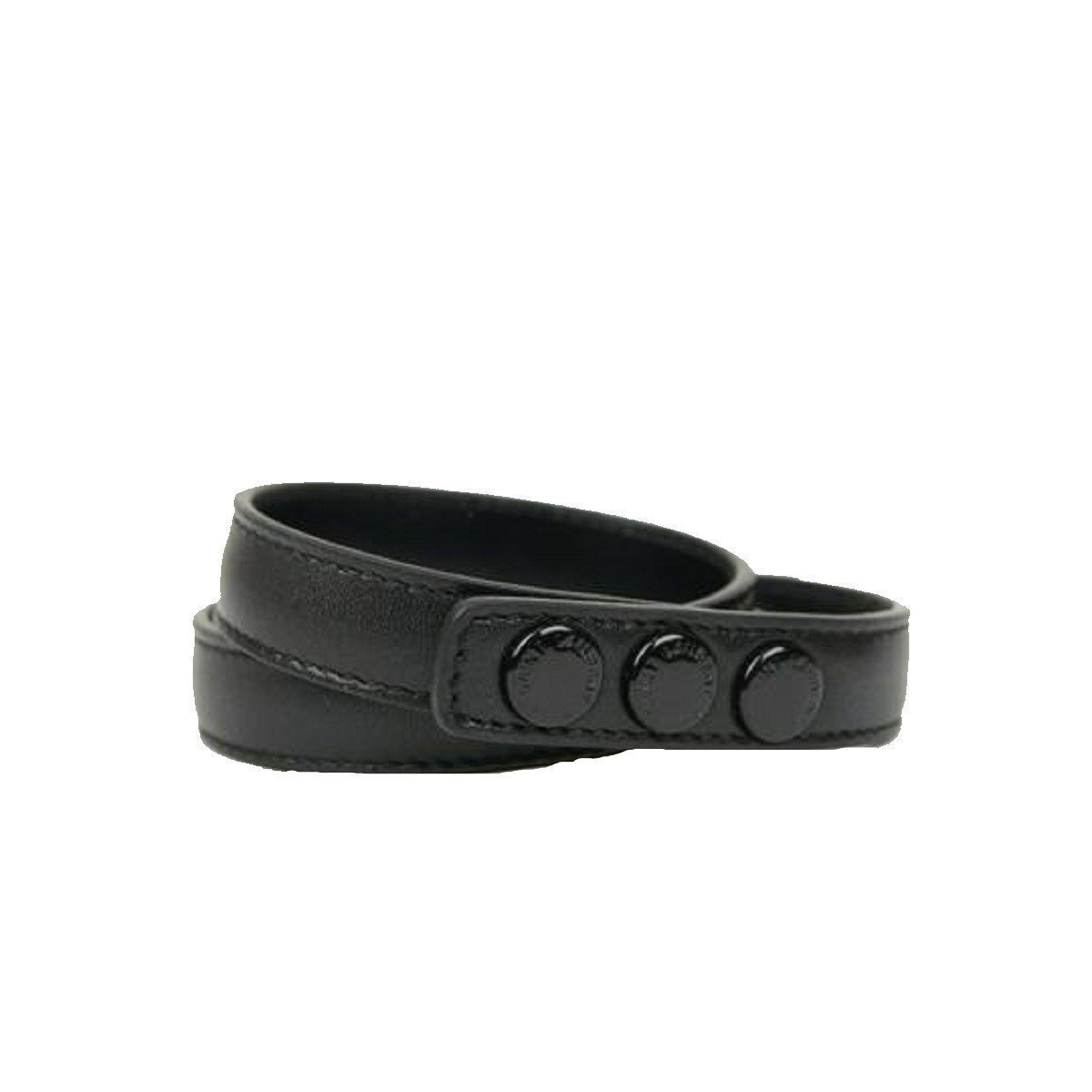 Saint Laurent Le Trois Clous Double Wrap Black Leather Studded Bracelet 415293
