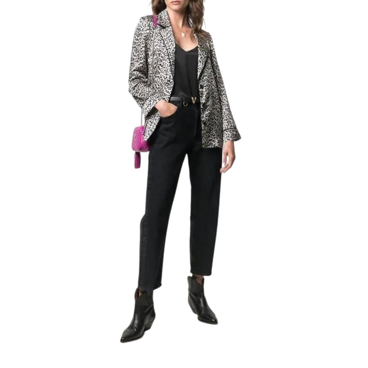 Leopard-pattern Silk Blazer