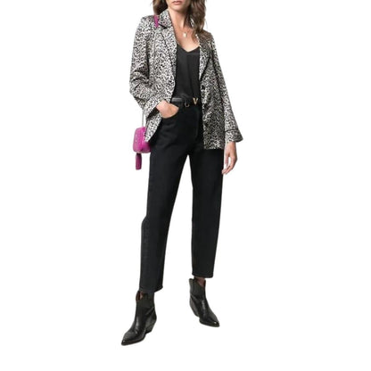 Leopard-pattern Silk Blazer