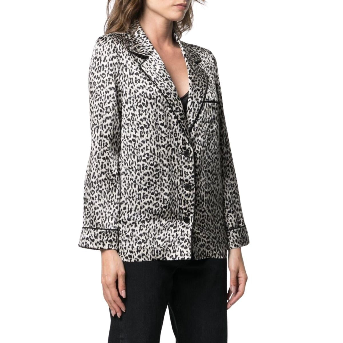 Leopard-pattern Silk Blazer