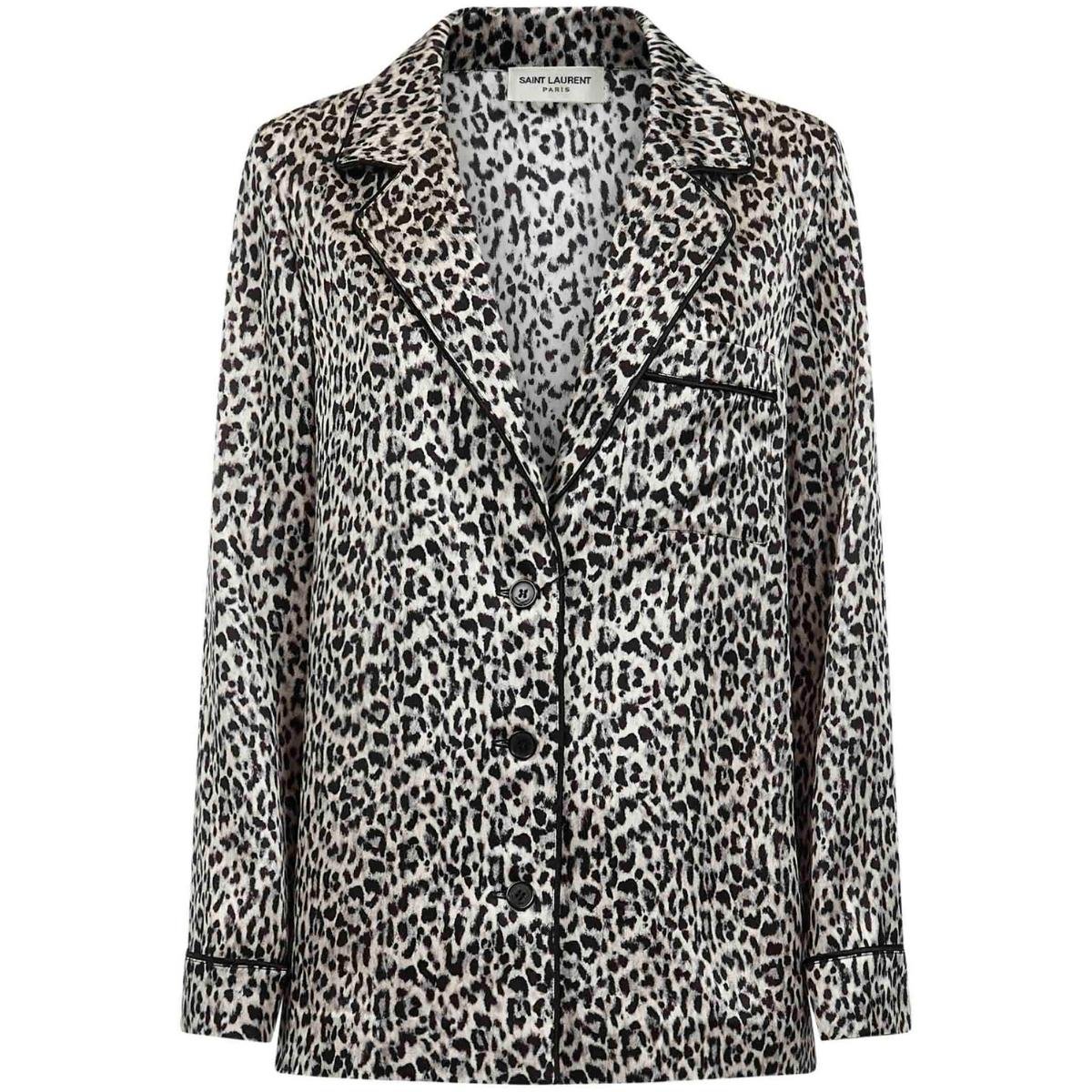 Leopard-pattern Silk Blazer