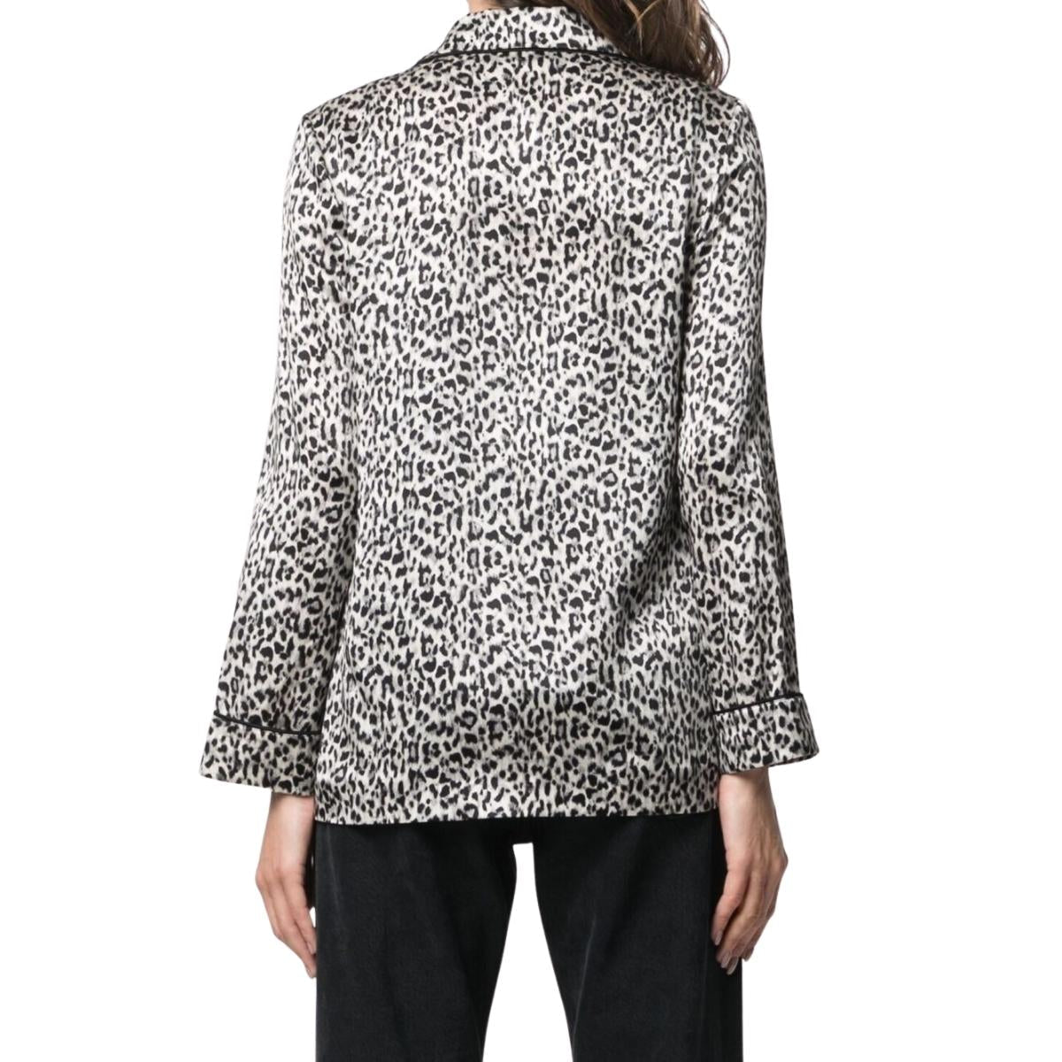 Leopard-pattern Silk Blazer