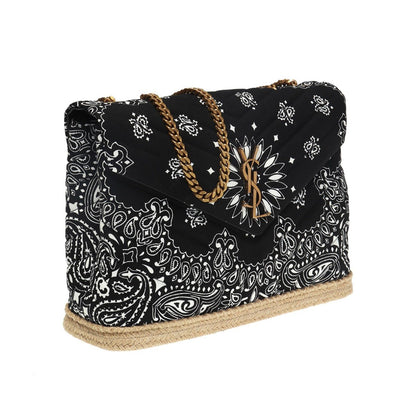 Saint Laurent Loulou Black Paisley Quilted Monogram Medium Shoulder Bag 487216