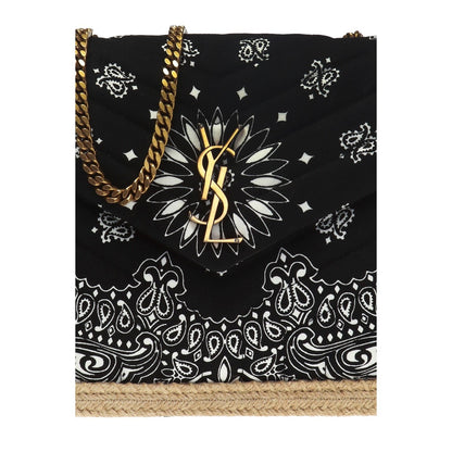 Saint Laurent Loulou Black Paisley Quilted Monogram Medium Shoulder Bag 487216
