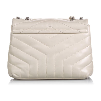 Saint Laurent Loulou Ivory Leather Matelasse Medium Shoulder Bag 458716