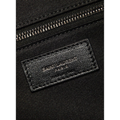 Saint Laurent Miles Logo Black Calf Leather Duffel Bowling Bag 525145