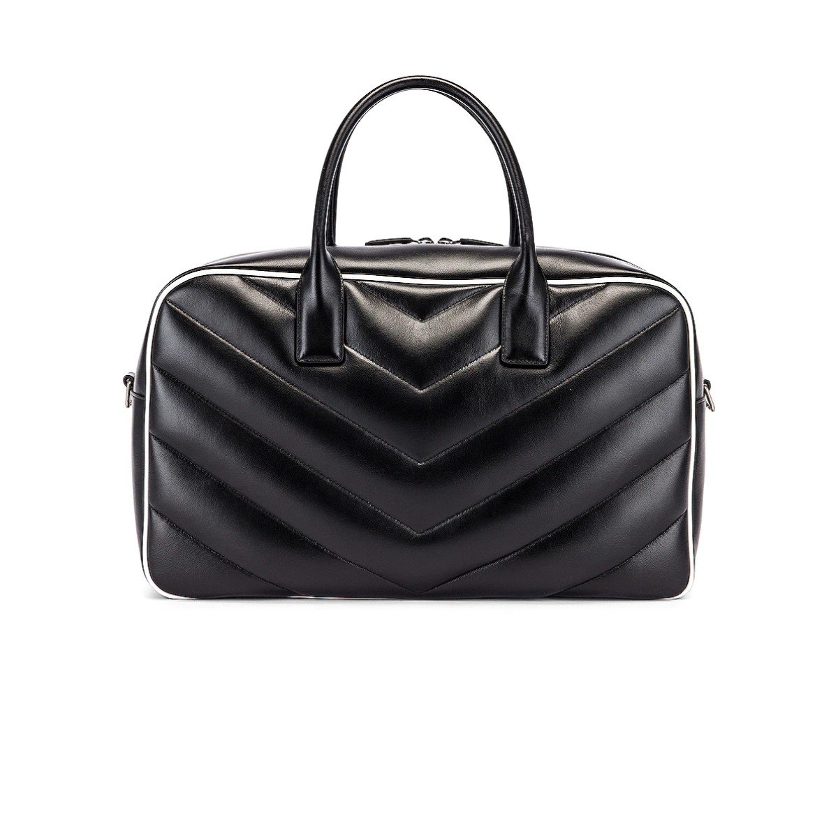 Saint Laurent Miles Logo Black Calf Leather Duffel Bowling Bag 525145