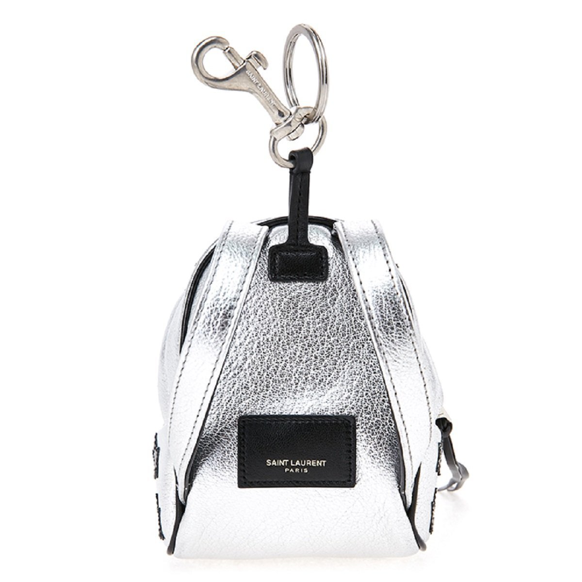 Saint Laurent Silver/Black Unisex Zip Backpack Key Chain Black Stars 441914