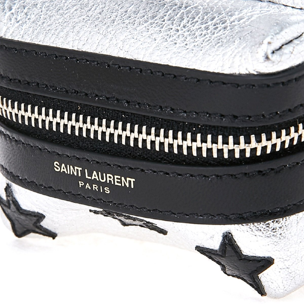 Saint Laurent Silver/Black Unisex Zip Backpack Key Chain Black Stars 441914