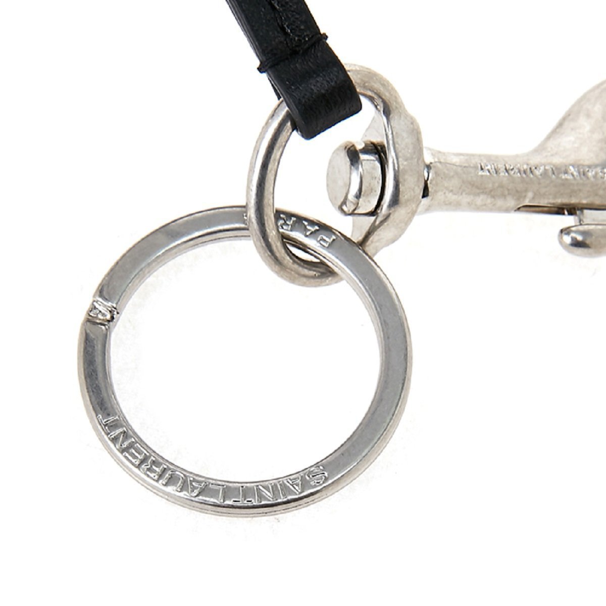 Saint Laurent Silver/Black Unisex Zip Backpack Key Chain Black Stars 441914