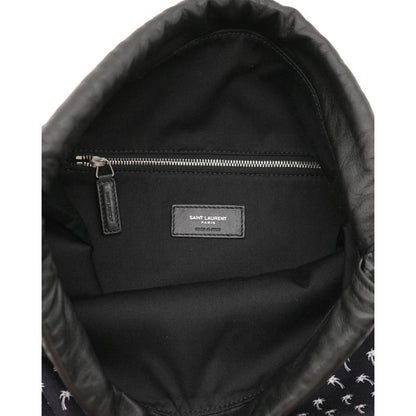 Saint Laurent Teddy Black Canvas Palm Drawstring Backpack 553919
