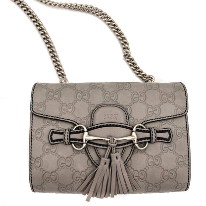 Emily Guccissima Grey Leather Chain bag