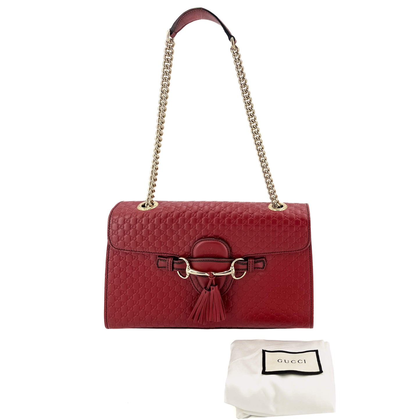 Emily Guccissima Red Leather Chain Shoulder Bag