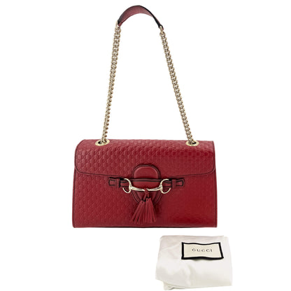 Emily Guccissima Red Leather Chain Shoulder Bag