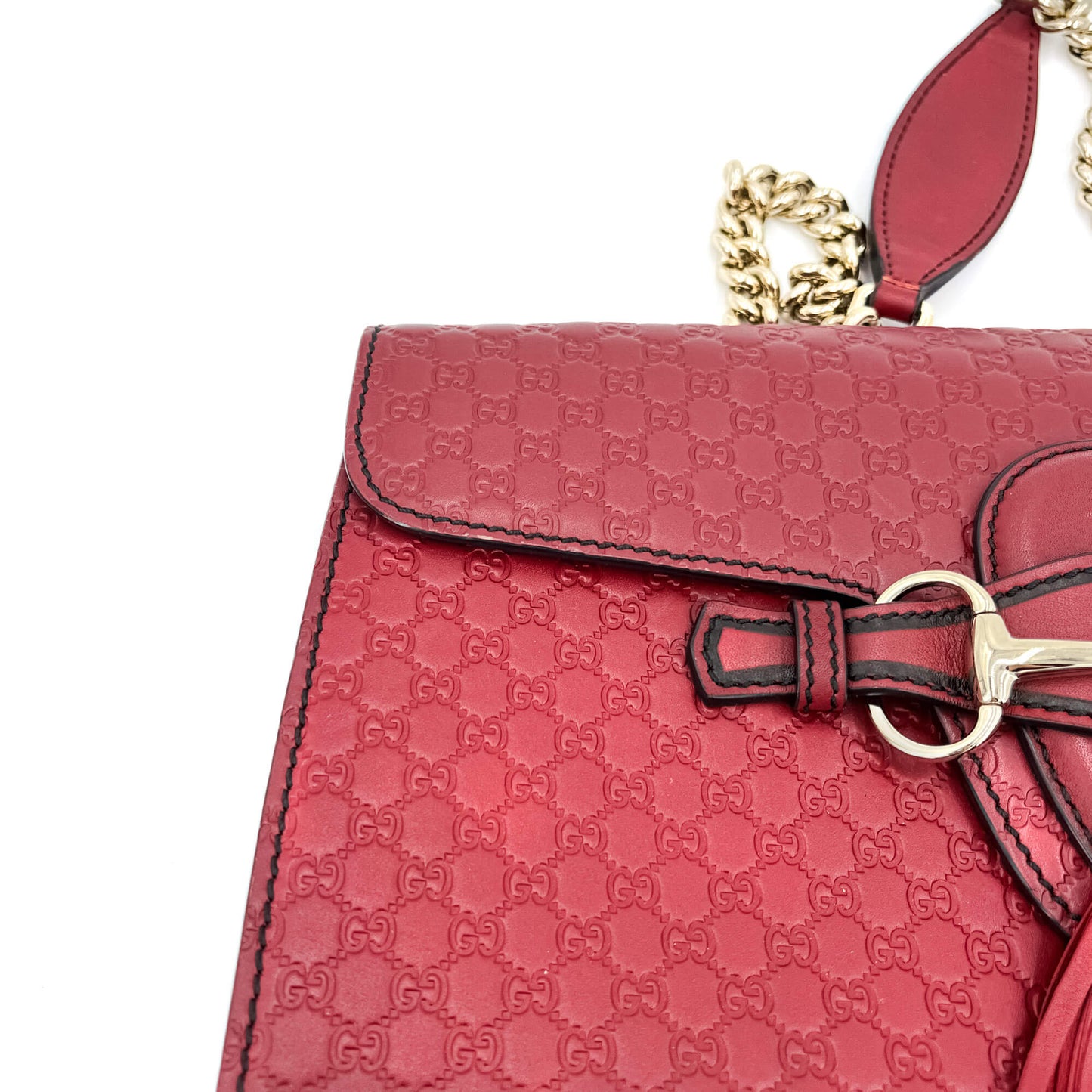 Emily Guccissima Red Leather Chain Shoulder Bag