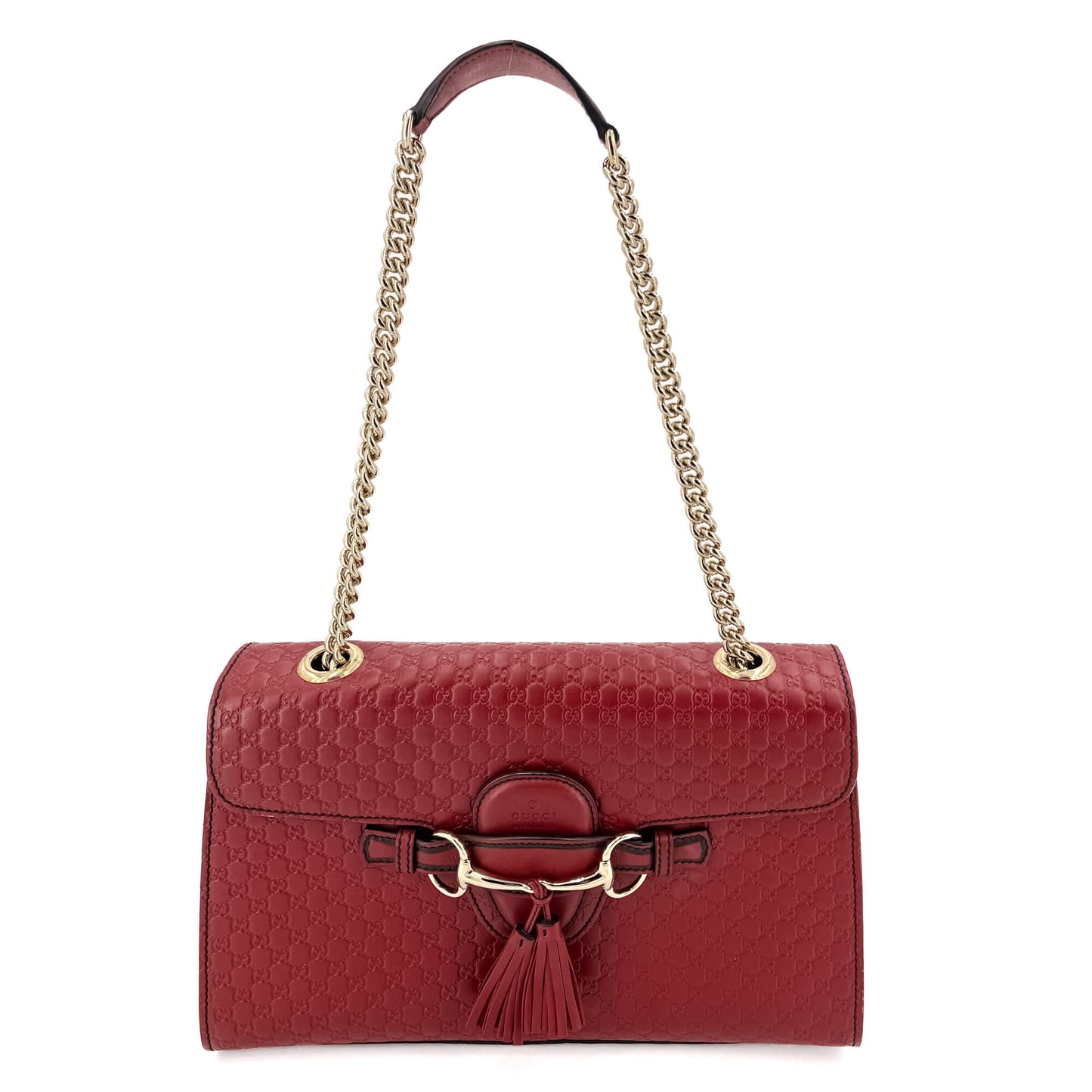 Emily Guccissima Red Leather Chain Shoulder Bag
