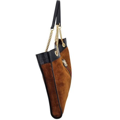 Gucci Maxi Rajah Tote Brown Suede