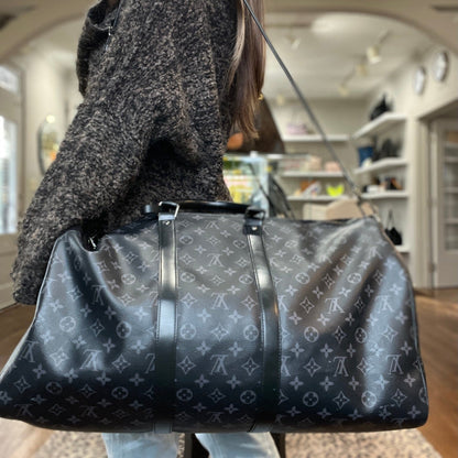 Louis Vuitton Monogram Eclipse Keepall Bandouliere 55