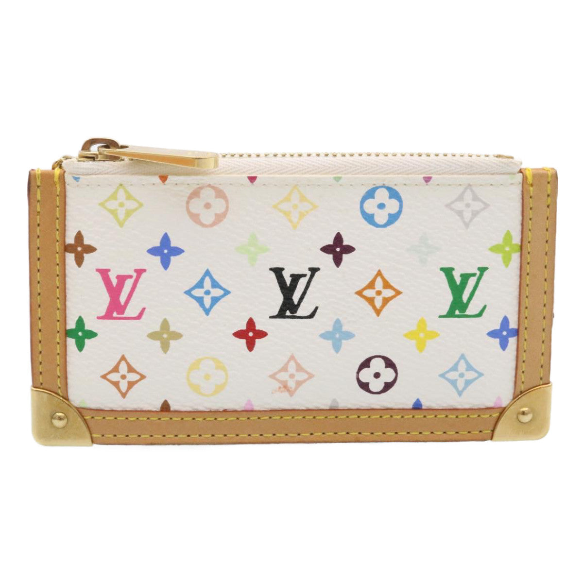 LOUIS VUITTON Monogram Multicolor Pochette Cles Coin Purse White M92655 am443b