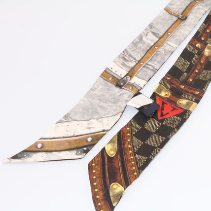LOUIS VUITTON Bando Scarf Silk Black Gray LV Auth am2335s